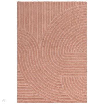 Hague Modern Plain Geometric Hand-Carved Hi-Low 3D Ridged Cut & Loop Pile Textured Wool Blush Rug-Asiatic Carpets-Rug Love - The Most Loved Rug Store
